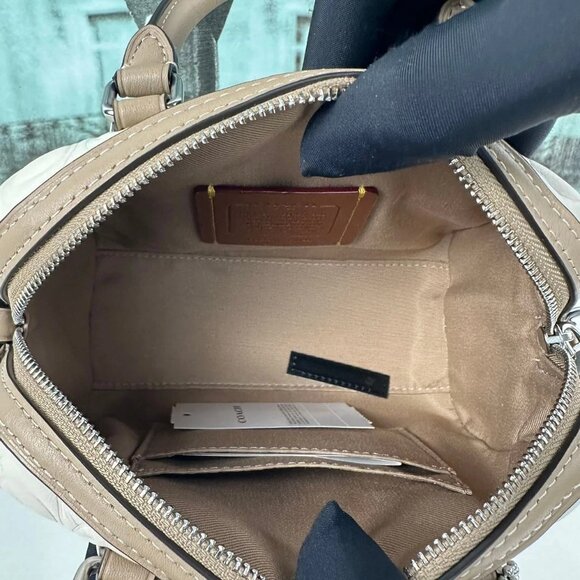 Coach CY744 Mini Rowan Crossbody Bag In Blocked Signature Leather IN CHALK - Picture 6 of 9